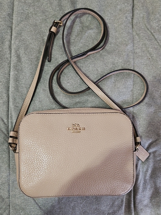 Coach Handbags - Coach Taupe Pebbled Leather Crossbody Bag NWOT